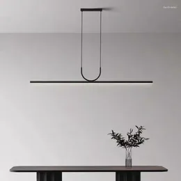 Chandeliers Modern Simple Art Led Ceiling Chandelier Table Dining Room Kitchen Island Black Pendant Lamp Home Decor Hanging Lighting Fixture