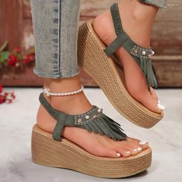 Dress Shoes Wedges Sandals Women Flip Flop Summer Platform Bead Slip On Sexy Luxury Designer De Mujer