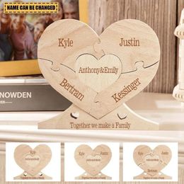 Free Engraving Personalised Wooden Heart Puzzle Custom Romantic Art Puzzle Decoration Valentines Day Birthday Gift Desk Decor 240426