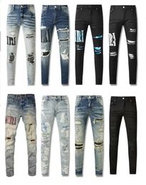 purple jeans mens designer jeans skinny jeans men pencil pants hole cotton print hip hop black jeans denim trousers fashion pants high-end quality slim fit jeans#294