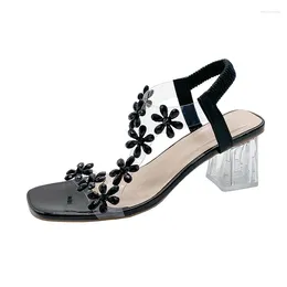 Dress Shoes Transparent Women's Elegant High Heel Sandals Summer Heels Square Open Toe