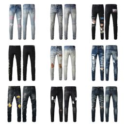 Man Jeans Designer Jean Purple Jeans Brand Skinny slim fit luxury hole Ripped Biker pants Skinny Pant Designer Stack Mens womens Trend trousers1688