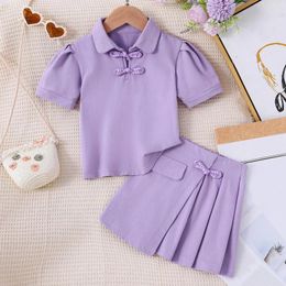 Clothing Sets Toddler Girls Short Sleeve Ruffles Solid Tops And Skirt Two Piece Casual 1218 Month Girl Clothes First Thanksgiving Baby