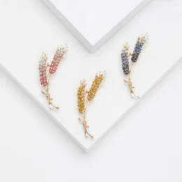 Brooches Women Korean Fashion Style Rhinestone Ear Of Wheat Lapel Pins Luxury Jewelry Accessories For Clothing Romantic Gifts