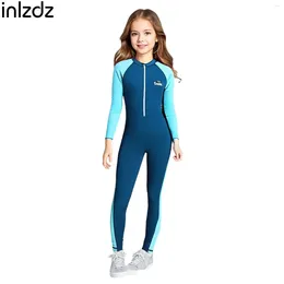 Women's Swimwear Kids Girls Full Body Swimsuit Front Zipper UPF 50 Rash Guard One-piece Bathing Suit Long Sleeve Sport