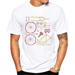 Men's T-Shirts THUB Hipster Bicycle Parts Printed Men T-Shirt Short Slve Fashion Bike Tshirts Strt t shirts Cool Essential T Y240509