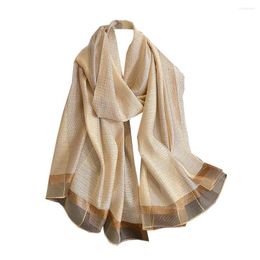 Scarves Imitation Silk Scarf Beach Sun Protecton Shawls Glitter Shimmer Muslim Hijab Large Size Long Silky Striped Women