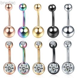 Navel Rings 1PC 14G Rhinestone Piercing Navel Surgical Steel Belly Button Rings Navel Piercing Goth Ombligo Ball Nombril d240509