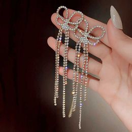 Dangle Chandelier New Classic Rhinestone Butterfly Earrings Ladies Exaggerated Long Tassels Earrings Fashion Ladies Party Wedding Jewellery Bijoux