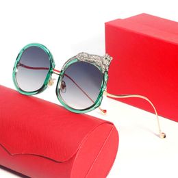 New Golden Leopard sunglasses for women designer round pink clear sunglass frames oversize eyewear Party fashion show UV400 3010 SIZE 6 287G