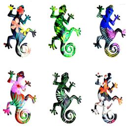 Decorative Figurines Metal Gecko Wall Art Decor Hanging Sculpture For Home Bedroom Living Room Office Garden