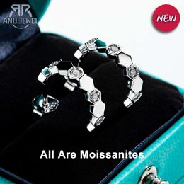 Anujewel Moissanite Honeycomb Hoop Earrings Sterling Sier D Color vvs1作成ダイヤモンドヒーイヤリングの女性ジュエリー