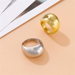 Wedding Rings ESALE Stainless Steel For Women Men Gold Colour Wide Ring Female Male Party Finger Jewellery Gift 2024 Trend Free Ship JZ001
