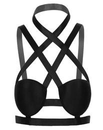 Sexy Ladies Women Halter Neck Strappy Harness Bra Top Punk Gothic Garter Lingerie Belt Suspenders Elastic Body Chest Bras9916444