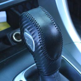 Other Interior Accessories Car PU Leather Carbon Fibre Gear Shift Knob Cover for Ford EcoSport Escape Fusion C-Max Energi Waggon Fiesta Focus Transit Van T240509