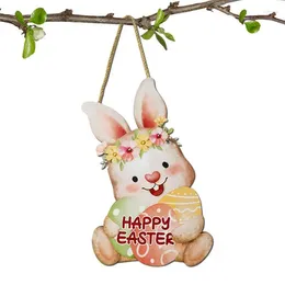 Decorative Figurines Happy Easter Sign Wood Egg Decorations Decor Spring Door Hanger For Living Room