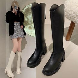 Casual Shoes Boot Women In 2024 The Small Square Heel Thin Boots Thick-soled High-heeled Riding And Knee-length Boots.