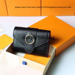 Louisehandbag Luis Viton Leather Luxury Smooth Soft Short Womens Wallet Purse Money Clip Circle Embellishes the Flip Cover Gift Delivery