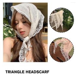Scarves French Countryside Style Headscarf White Lace Triangle Hairband Bandana Knot Floral Trendy Headb U4I7