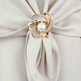 Brooches Pearl Rhinestone Scarf Clip Holder Silk Buckle Brooch Pins Shawl Women Daily Wedding Party Clothing Accessories Gifts