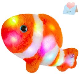 33cm filled clownfish doll toy LED light emitting soft cotton pillow orange animal clownfish plush toy childrens birthday gift 240424