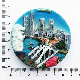 3PCSFridge Magnets Singapore Tourist Souvenir Magnet Ornaments Scenic Spots 3D Resin Funny Magnets for Refrigerator Decor Sticker