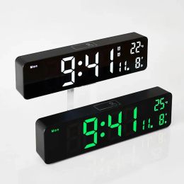 Clocks LED Large Digital Wall Clock Temperature Date Week Display Adjustable Brightness Table Wallmounted Clocks for Bedroom Office