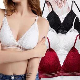 Bras French Sexy Deep V Bra Lace Triangle Cup Brassiere Fixed Shoulder Strap Lingerie Suitable Sports Yoga Push Up Underwear Crop Top