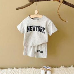 Clothing Sets Born Summer Baby Boys Clothes Short Sleeves Sports Pants Casual Pure Cotton T-shirt Letter Printed Girl Set 0-4Y