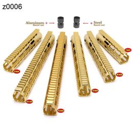 Original 79101213.515 Inch Keymod Handguard Rail Free Float Picatinny Mount System in Gold Color Aluminum Steel Barrel Nut rr