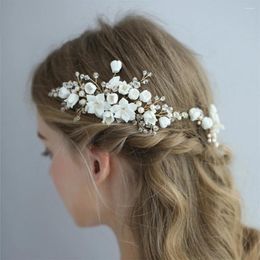 Headpieces Bridal Headpiece Flowers Crystal Gold Comb Wedding Accessories For Women 7.5 15cm 6 11cm 3.5 10cm
