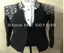 Wholesale- real photos handsewing bead luxury black/red/blue/pink full rhine glitter mens tuxedo suit/stage performance,only jacket5769882