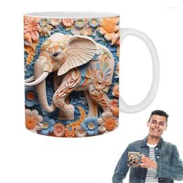 Mugs 3D Flower Animal Elephant Ceramic Painting Mug Pattern Cups Tea Milk Coffee Cup