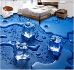 3d pvc flooring custom po Ice cubes 3D floor tiles murals wallpaper for walls 3 d32772065486809