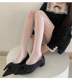 Women Socks Sexy Lingerie Tights Hollow Out Summer Lace Mesh Fishnet Stockings Pantyhose Y2k Girl Thigh High Stocking