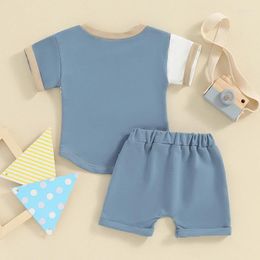 Clothing Sets Toddler Baby Boy Girl Summer Clothes Contrast Colour Short Sleeve T-shirt Top Shorts 2Pcs Casual Outfit