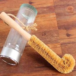 Palm Long Coconut Handle Cup Kitchen Wash Tweezers Glass Bottle Cleaning Brush