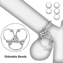 Other Health Beauty Items Metal penis ring with beads stainless steel rooster adult used for male Scrotum testing delayed ejaculation stimulation Q240508