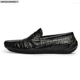 Casual Shoes Penny Loafers Crocodile For Man 2024 Leather Black Slip On Men Zapatos De Hombre Vestir