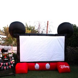 wholesale 10mWx7mH (33x23ft) with blower cute Outdoor inflatable Projector Movie Screen TV projection Screens advertising Blow Up Mega family Cinema