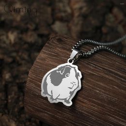 Pendant Necklaces Stainless Steel Lovely Spotted Guinea Pig Rubber Necklace Women Cute Pet Lover Animal Jewelry