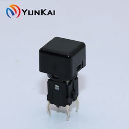 5PCS 9mm Square Black Cap Actuator Momentary Through Hole Type Led Super Bright Illuminated Tact Tactile Button Switch