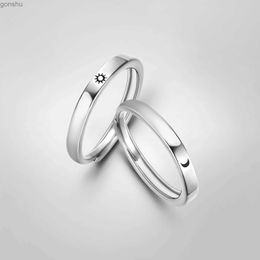 Couple Rings New Fashion Couple Ring Silver Plated Sun Moon Adjustable Open Ring Jewelry Suitable for Female Couples Wedding Anniversary Party Gifts WX