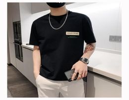 2022 Famous Mens High Quality T Shirt Trend of summer Letter printing net red round collar half sleeve clothes cotton versatile T7903826