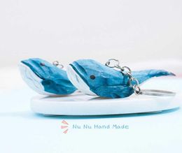 Hand Carved DIY Whale Keychain Cute Wood Carving Pendant For Car Bag Keyring Personality Key Chains Charms Valentines Day Gift G101227121