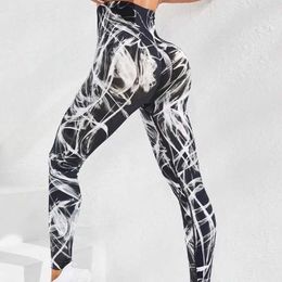 Women's Leggings Women Seamless Tie Dye Leggings 3D Printed Fitness Tights Hip Liftting Elastic Knitting Workout Running High Waist Pants Y240508