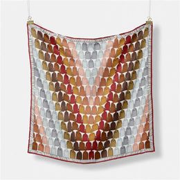 Scarves Twill Silk Scarf Woman Geometric Painting Square Wraps Bandana Small Hijab Foulards Tie Headband Neckerchief 53CM Q2405081