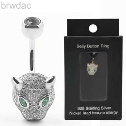 Navel Rings 925 sterling silver belly button ring fashion leopard style CZ navel piercing body jewelry d240509