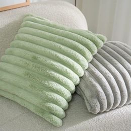 1pcs Throw Pillow Covers Soft Cozy Pillowcase Faux Rabbit Fur Cushion Cover for Couch Sofa Bed Chair Home Decor Saga Green 240508