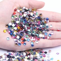 4mm 10000pcs Acrylic Rhinestone Square Shape Flatback Earth Facet Many Color Nail Charms Dress DIY Art Diamond Decorative 240509